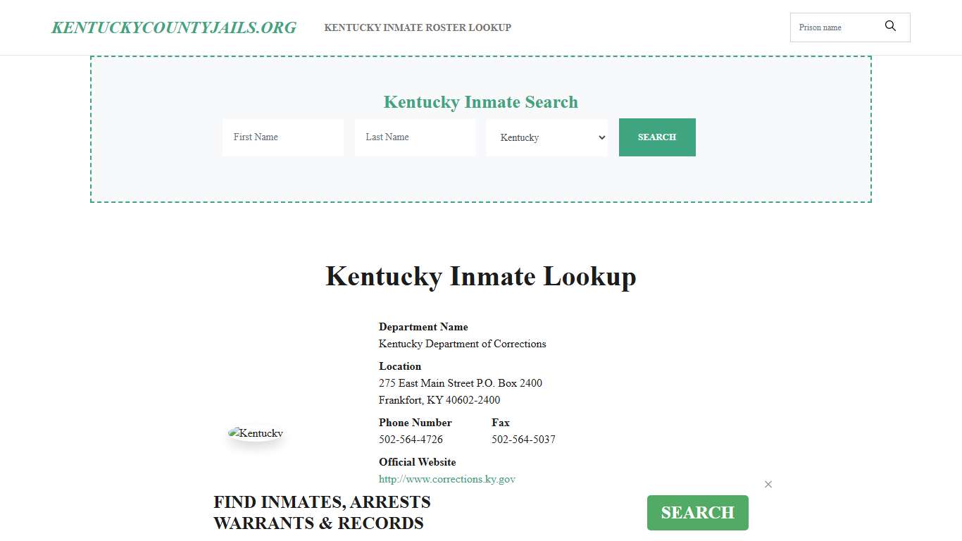 Kentucky Inmate Roster Search - KY DOC Offender Locator